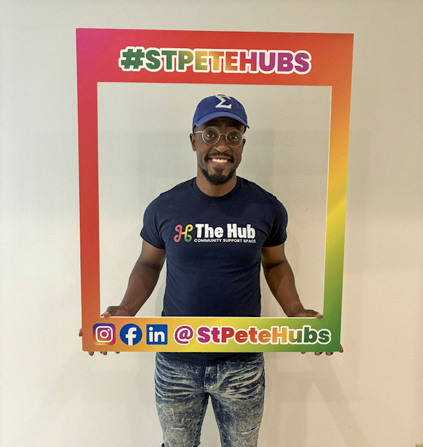 Hub Liaison Patrick Arthur Jackson is a community arts leader, producer/director, and storyteller committed to connection through the arts. Professionally, he serves as the VP of Learning & Engagement for Embracing Our Differences. He is a Morehouse Man, and serves the community in a variety of ways through engagement with Today's Church Tampa Bay, Phi Beta Sigma Fraternity, Inc, The Truth Racial Healing and Transformation Center of St. Pete and as an Artist-in-Residence with The Studio@620.